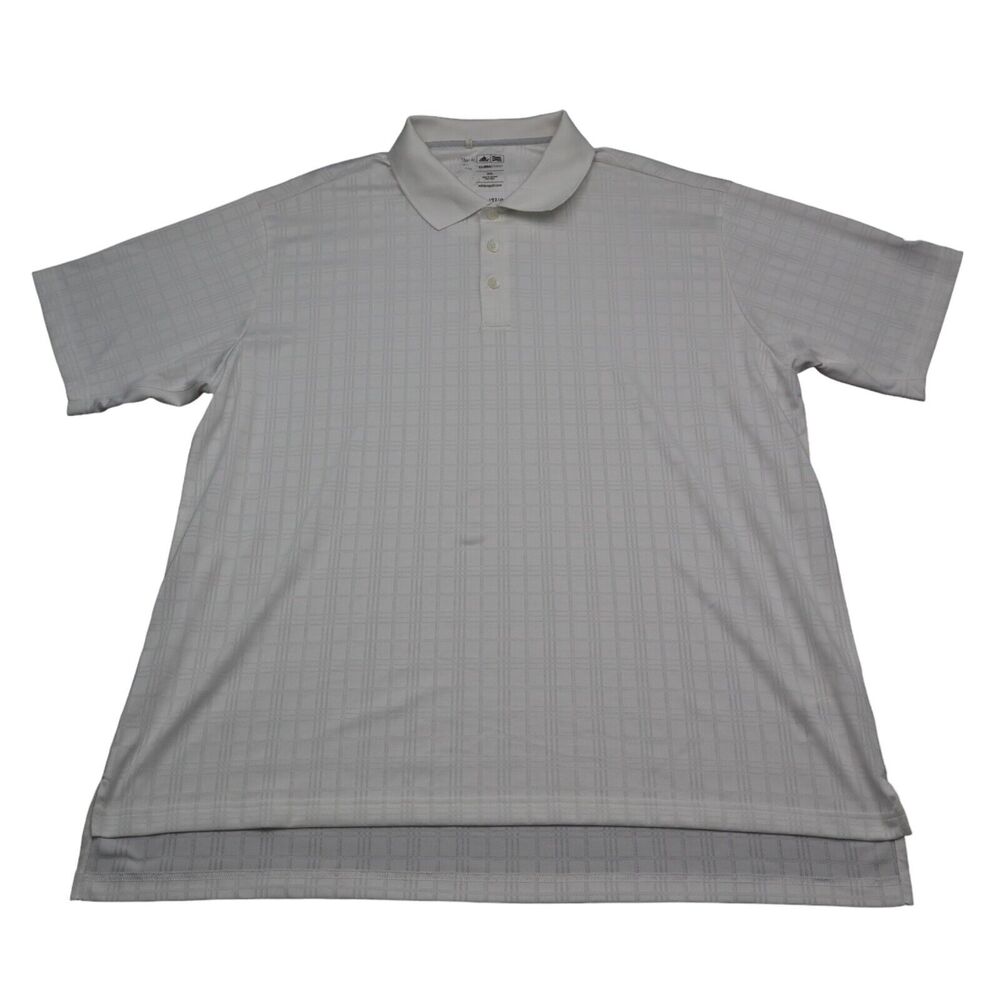 Adidas Shirt Mens 2XL White Short Sleeve Chest Button Collared Golf Polo